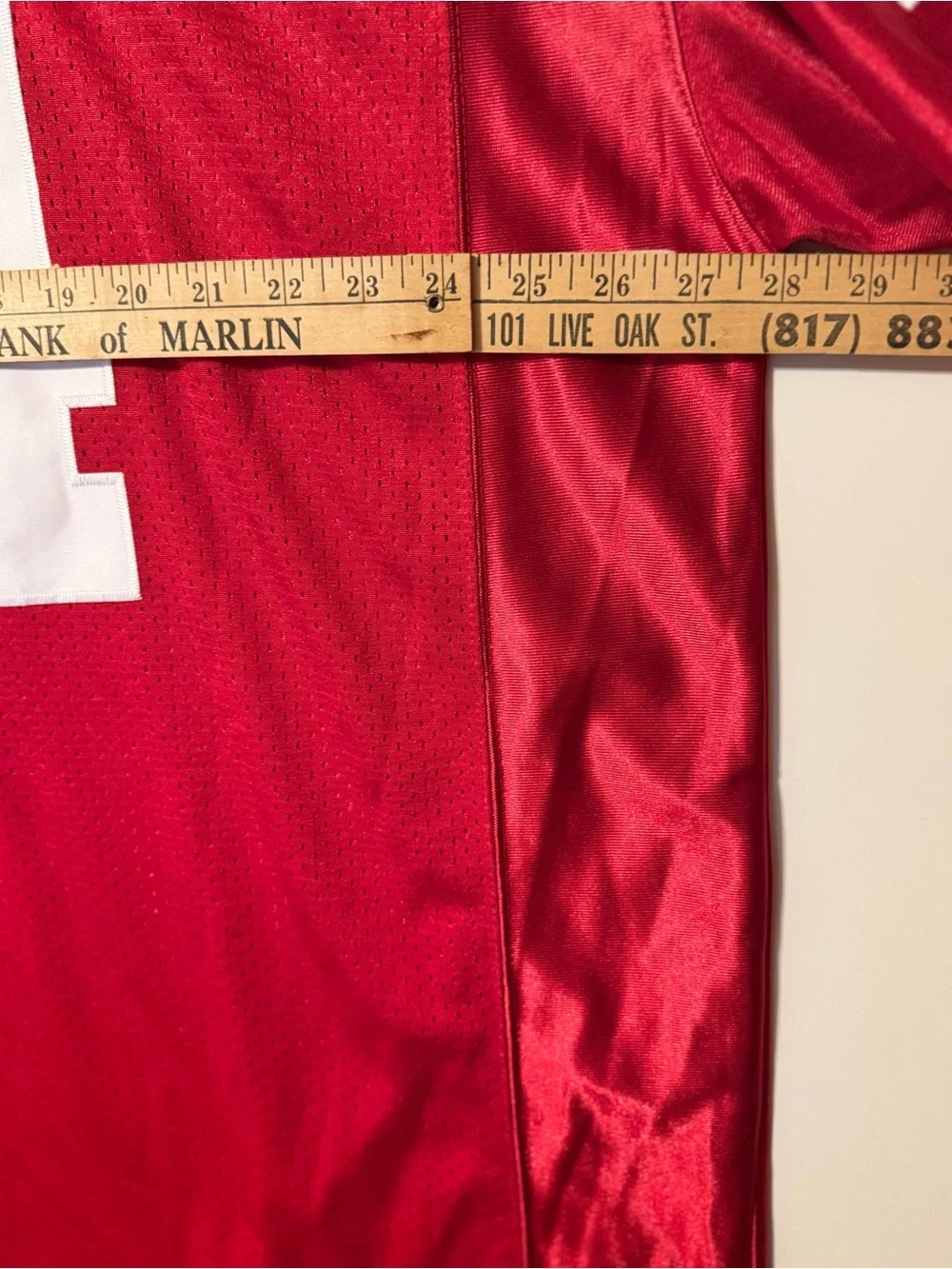 Red Men’s Football Jersey with White Number 44